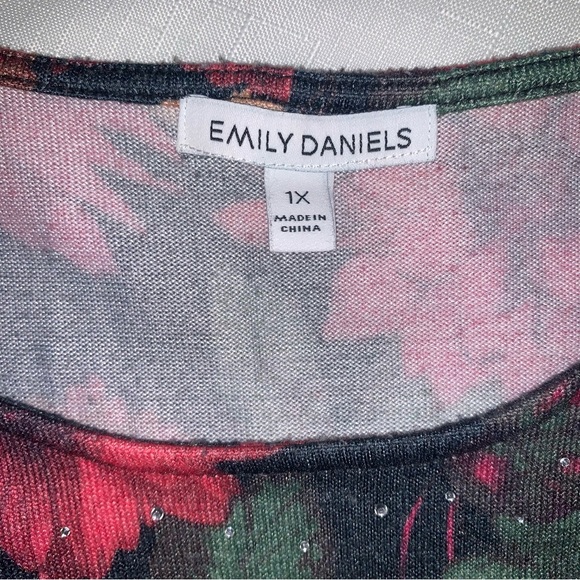 🆕 Floral Pattern Blouse Women’s 1X Loose Flowy Shirt Gems by Emily Daniels - Picture 7 of 11